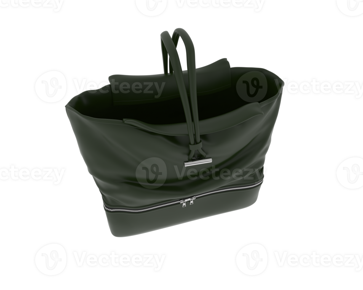 A green bag with handles on a black background png