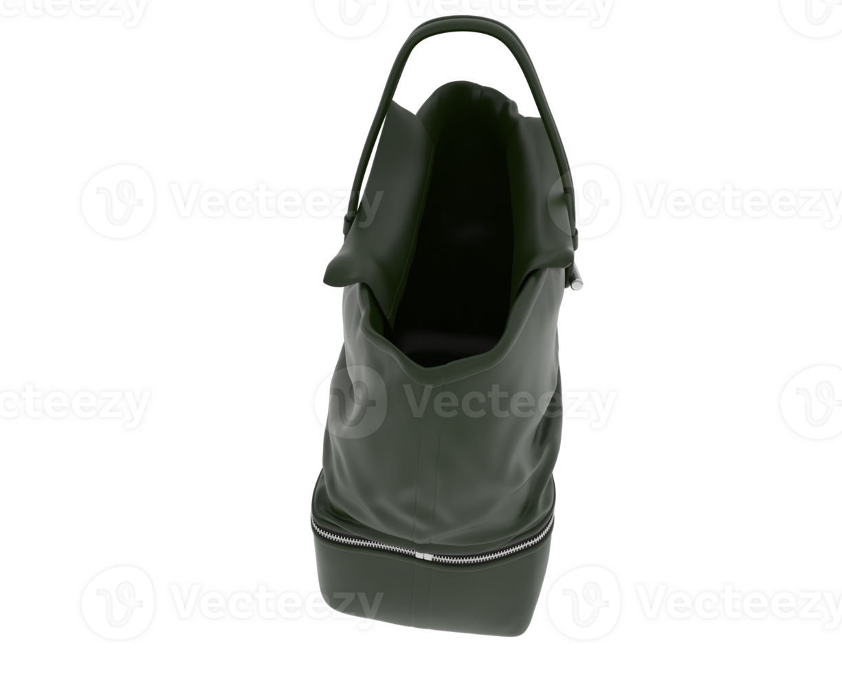 A green leather bag with a zipper on the side png