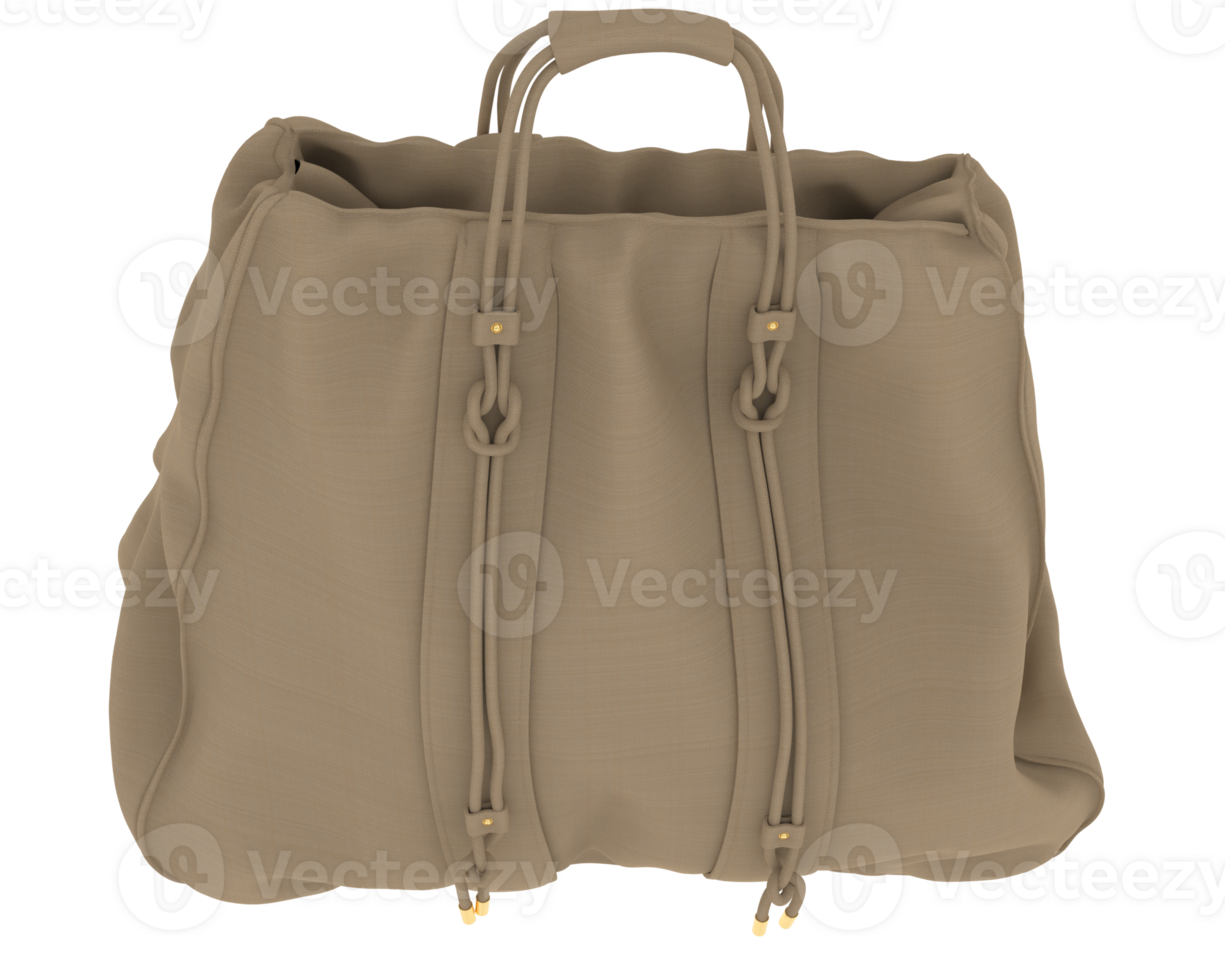 A tan leather bag with handles on the front png