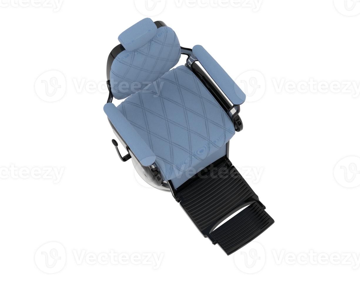 A blue seat with a black seat cover png