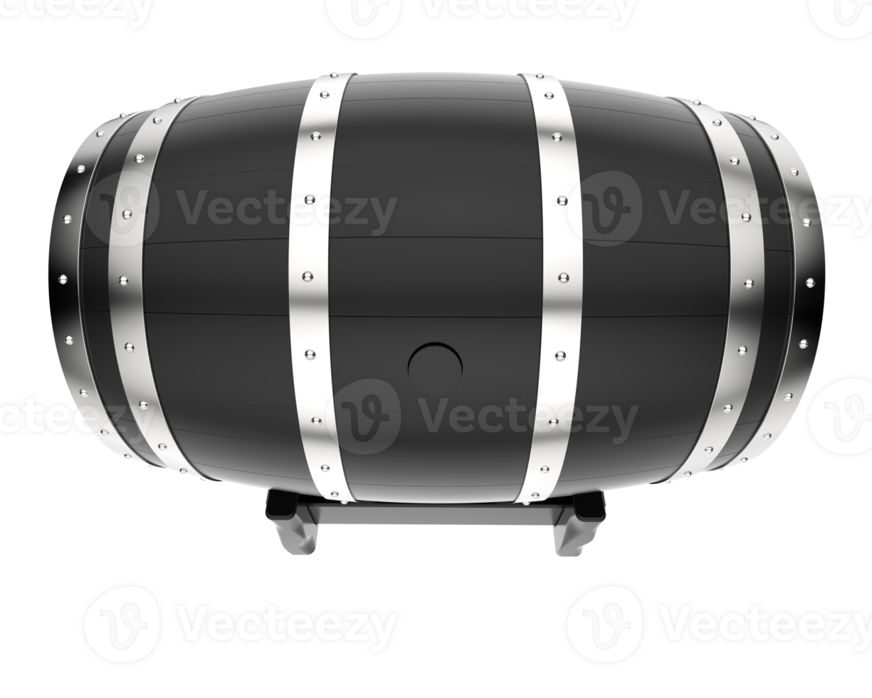 A black and white barrel with silver trim png