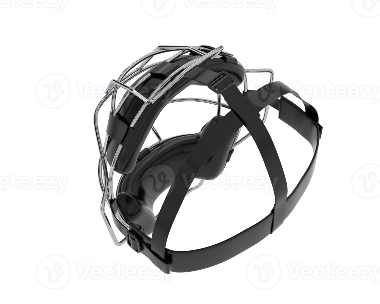A black baseball catcher's mask with a metal cage png