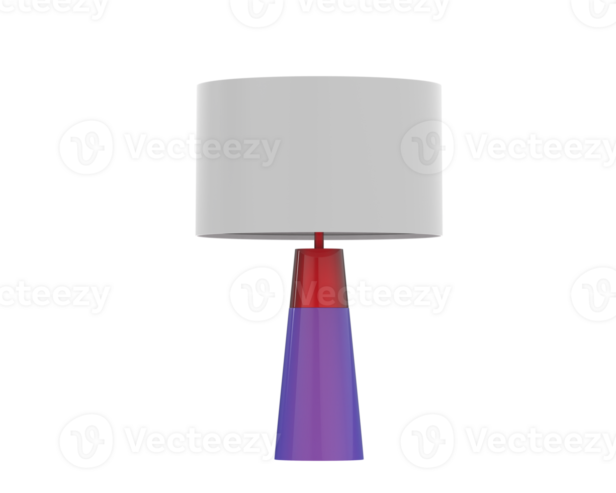 A table lamp with a purple base and red and blue shade png