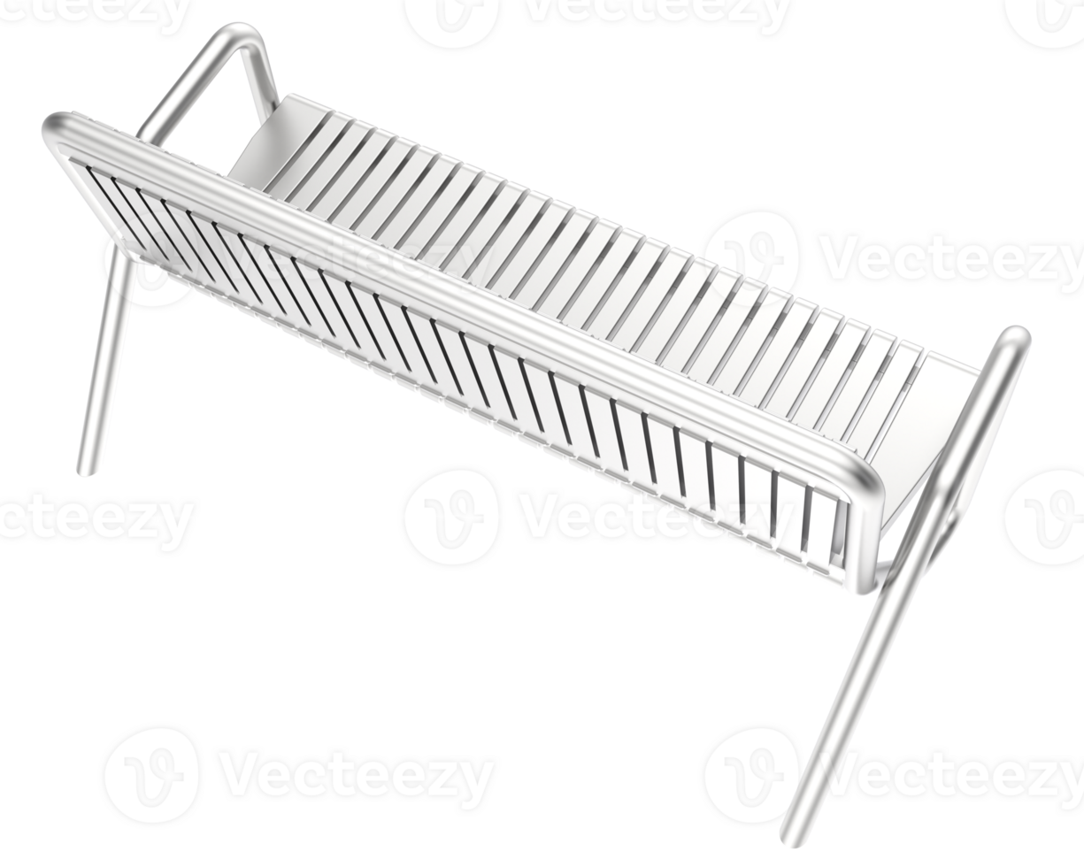 A bench with a metal frame and a metal seat png