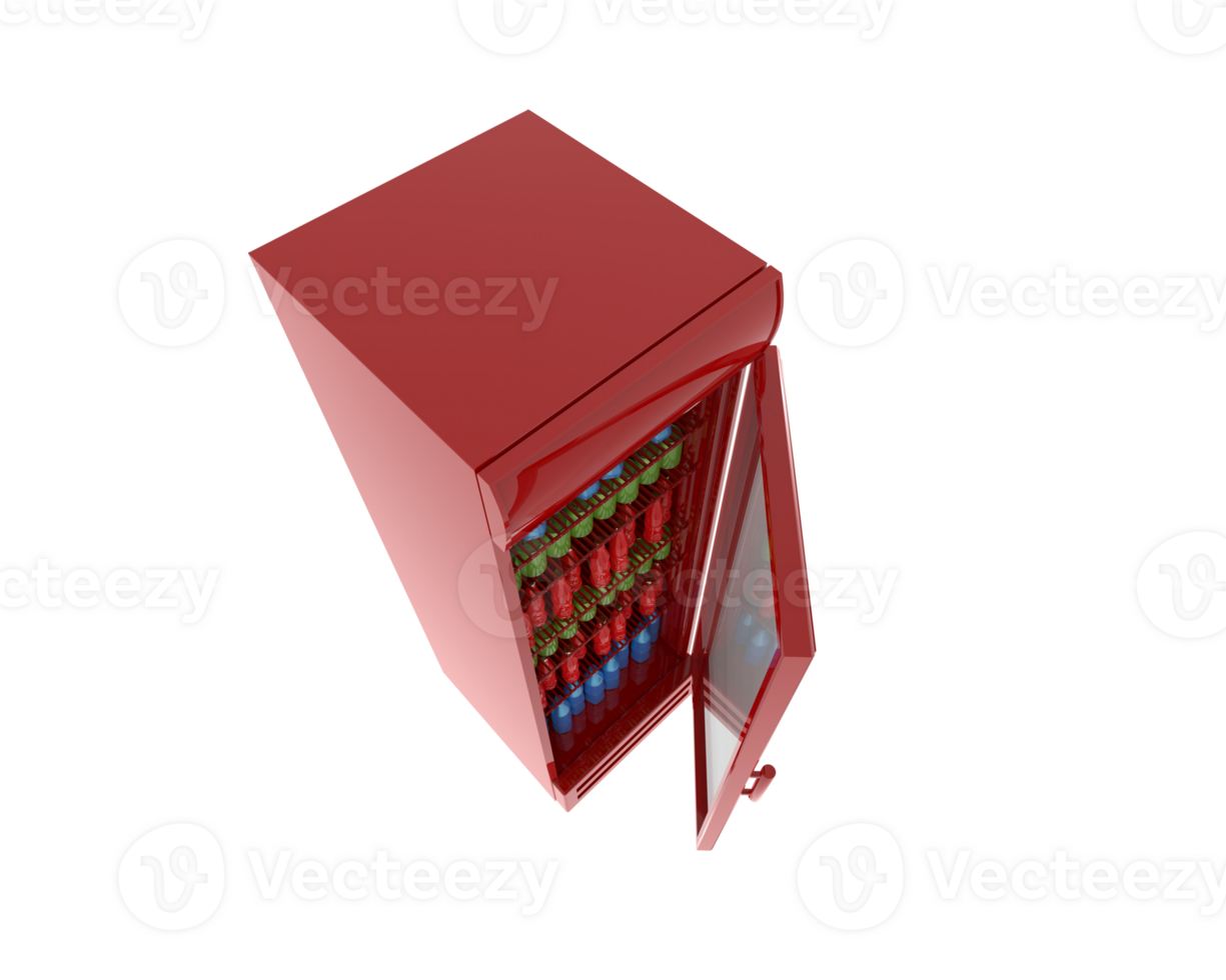 A red refrigerator with a door open png