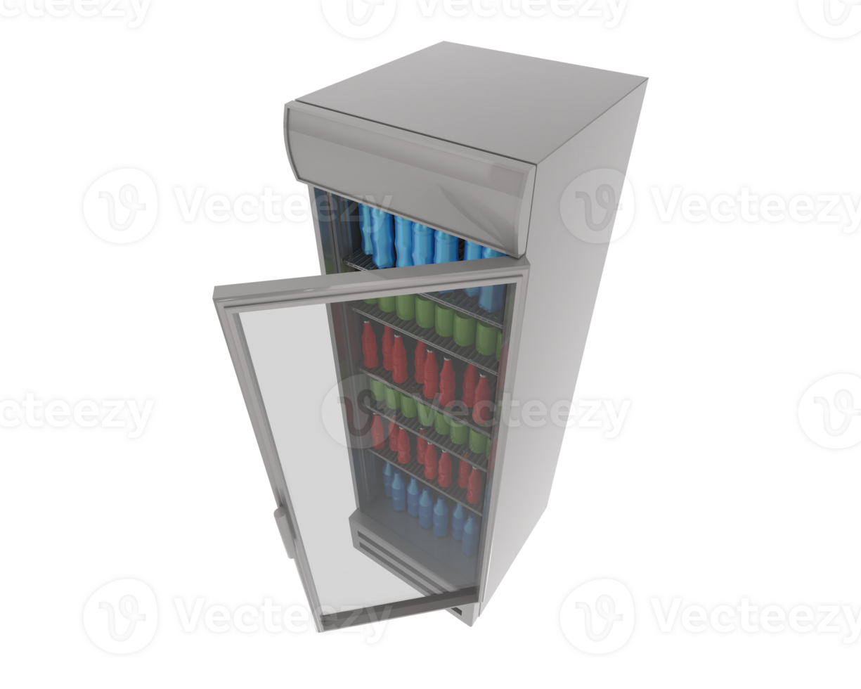 A refrigerator with a door open and a bunch of drinks png