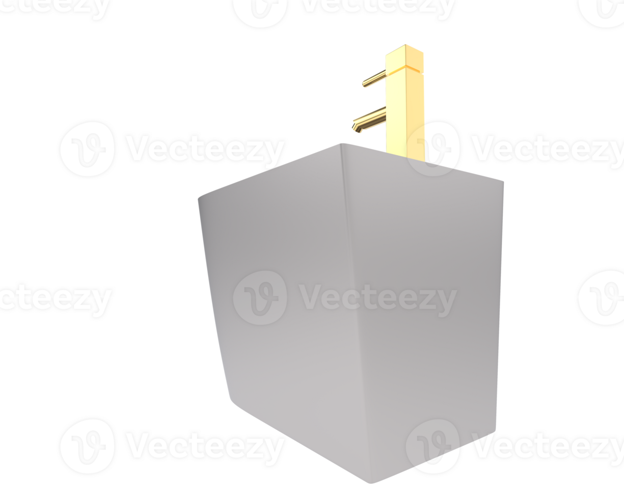 A white box with a gold handle on top png