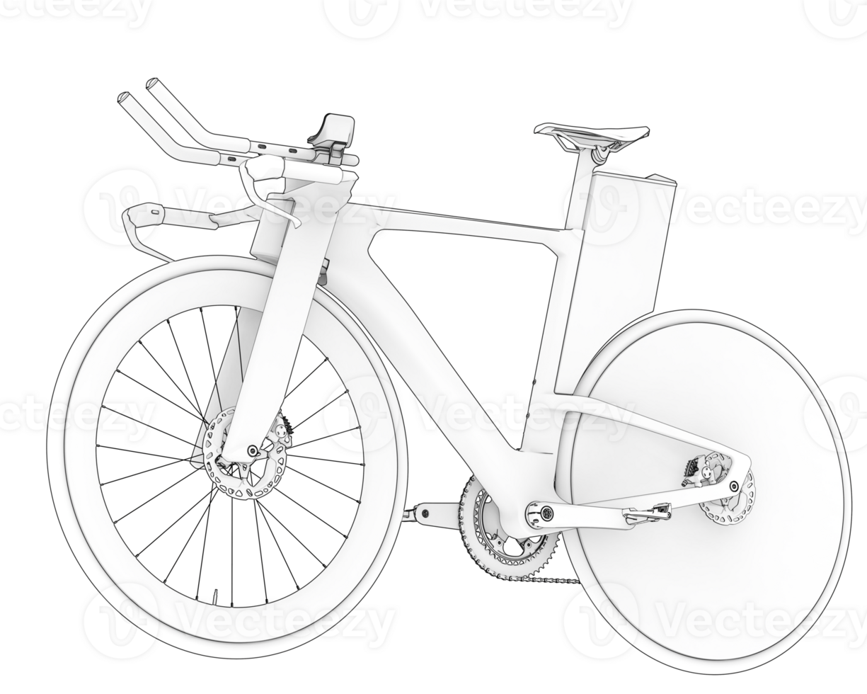 A bicycle is shown in a black and white drawing png