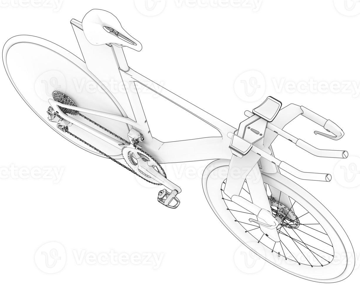 A 3d model of a bicycle on a black background png