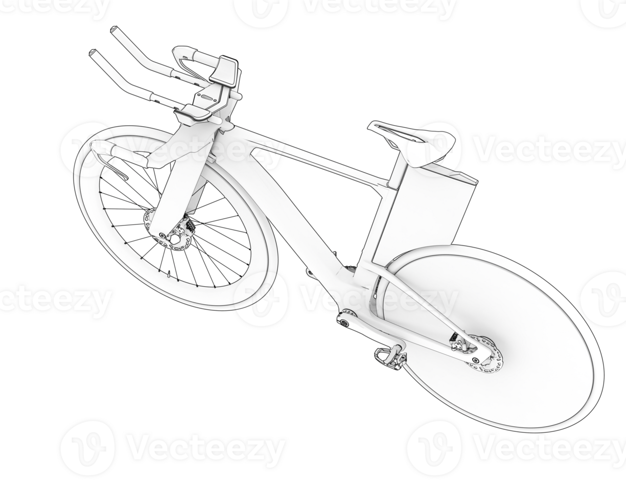 A bicycle is shown in a 3d rendering png