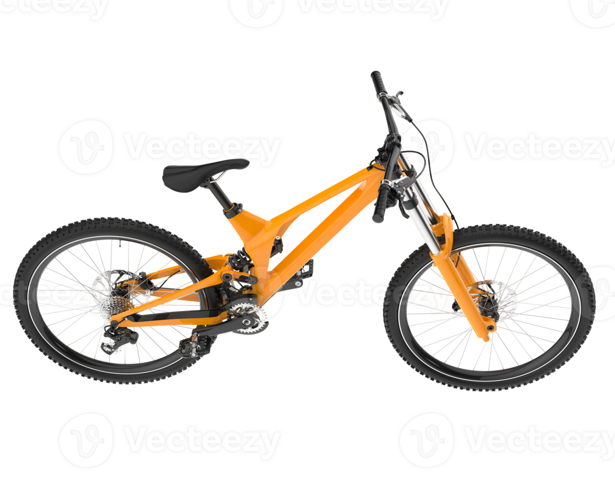 An orange mountain bike is shown against a black background png
