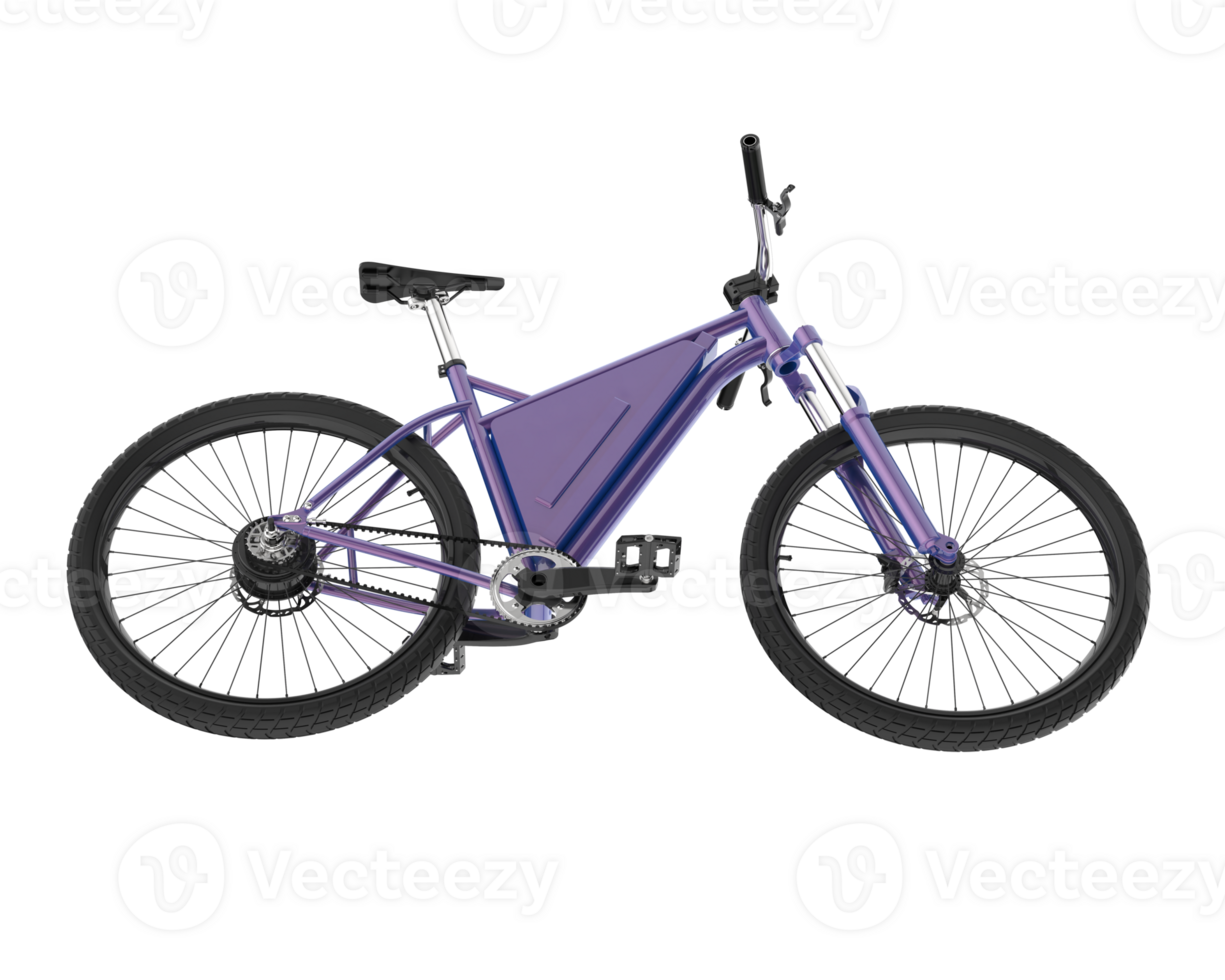 A purple electric bike is shown against a black background png
