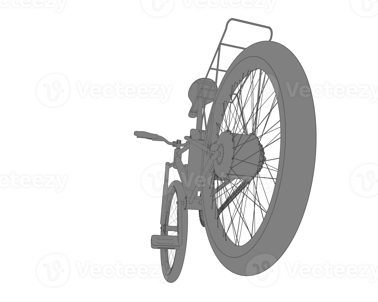A bicycle is shown in black and white png