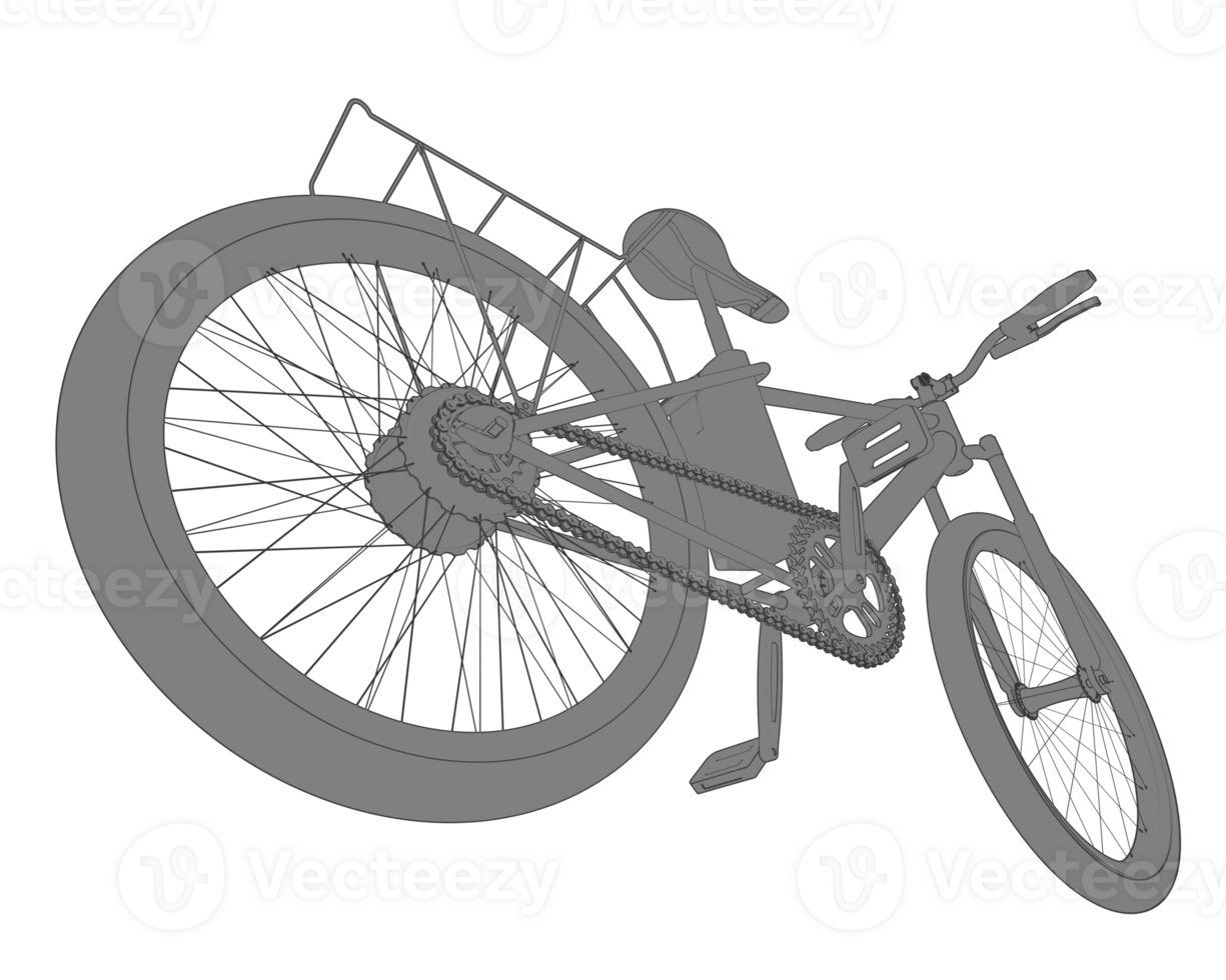 A black and white drawing of a man on a bike png