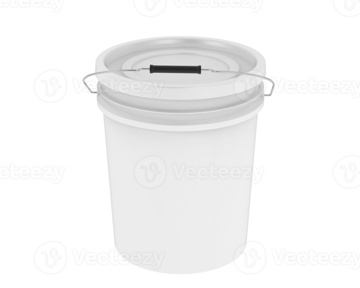 A white bucket with a lid on a black background png