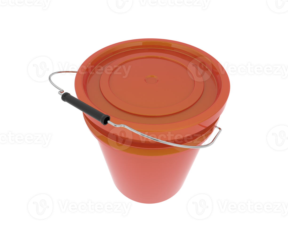 A red bucket with a handle on a black background png