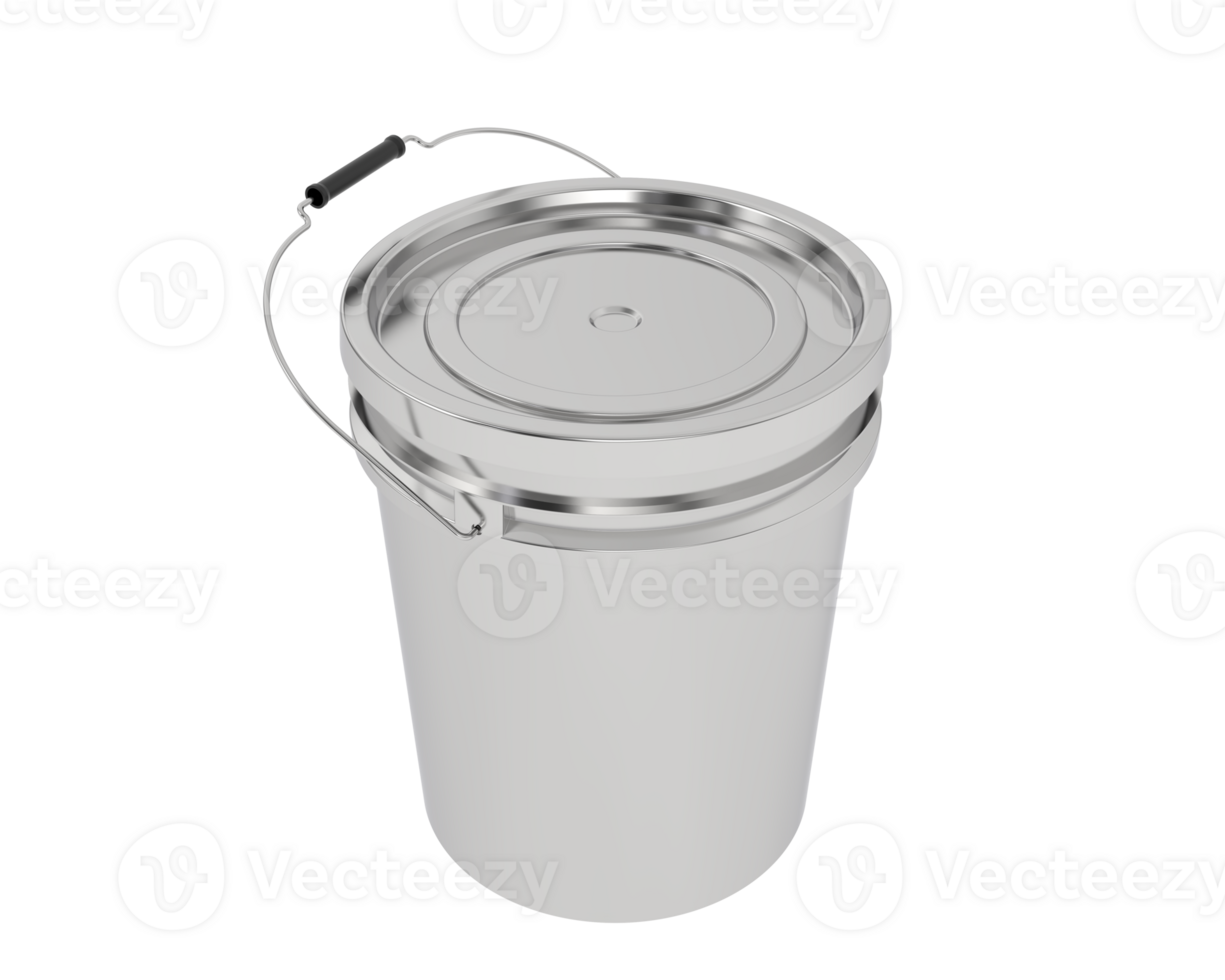 A metal bucket with a handle on a black background png