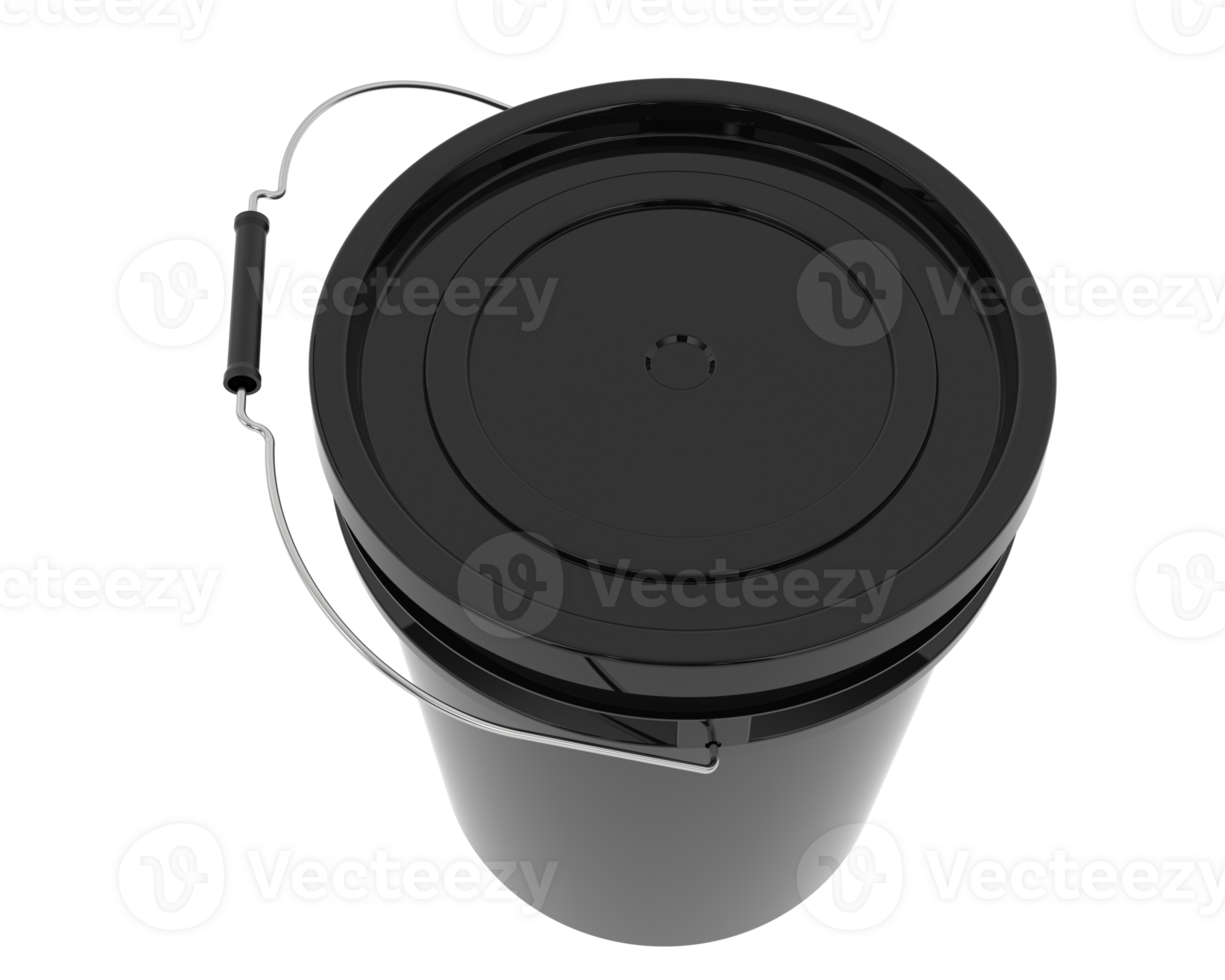 A black bucket with a handle on a black background png