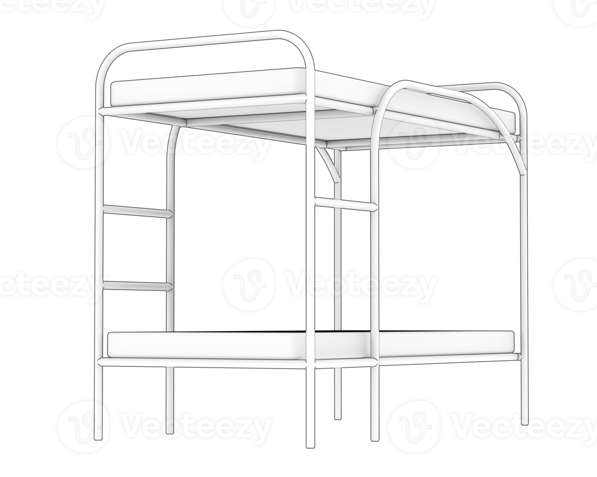 A bunk bed with a metal frame and a mattress png