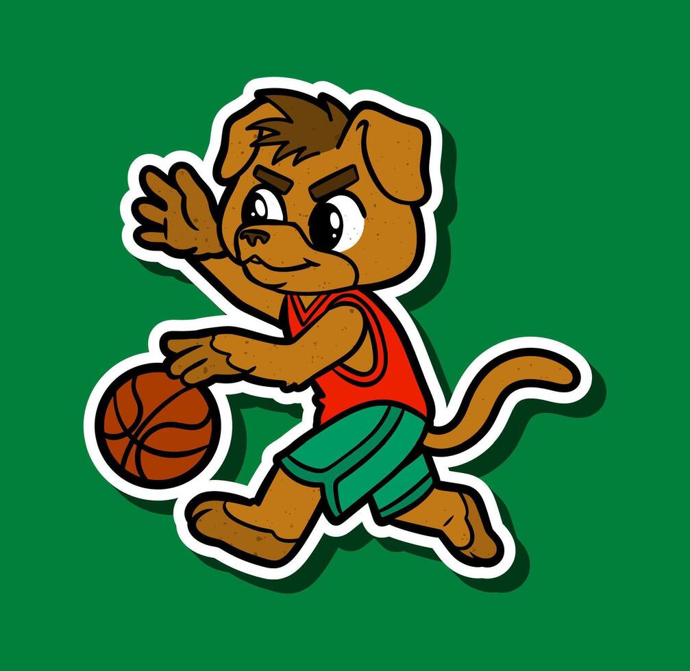 Cartoon Dog Playing Basketball vector