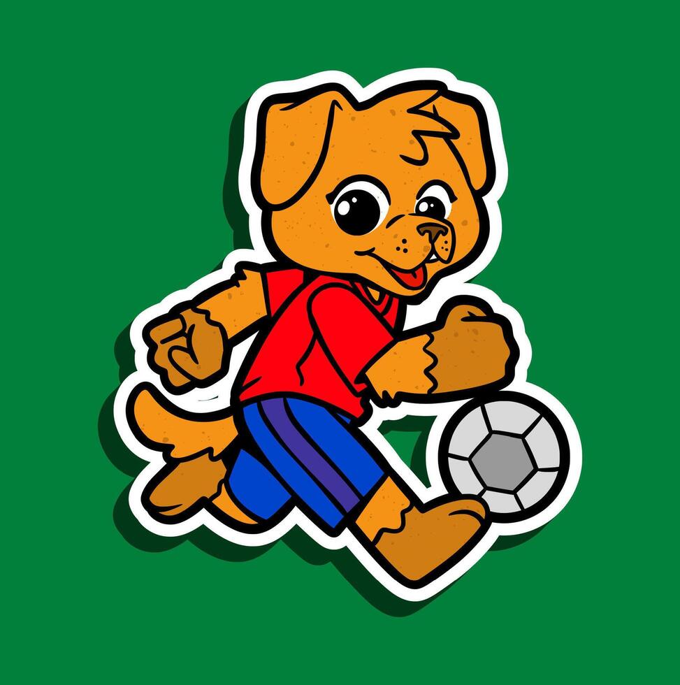 Cartoon dog playing soccer vector