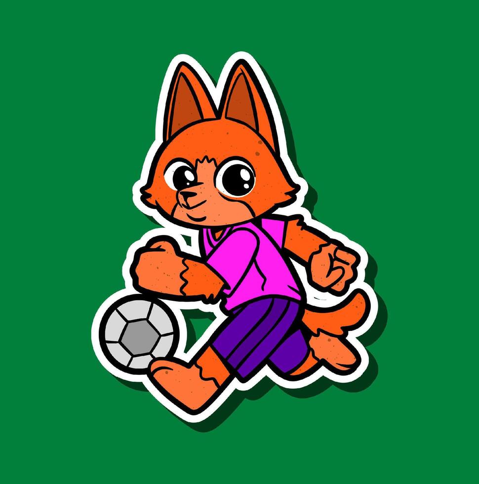 Cartoon Fox Playing Soccer vector