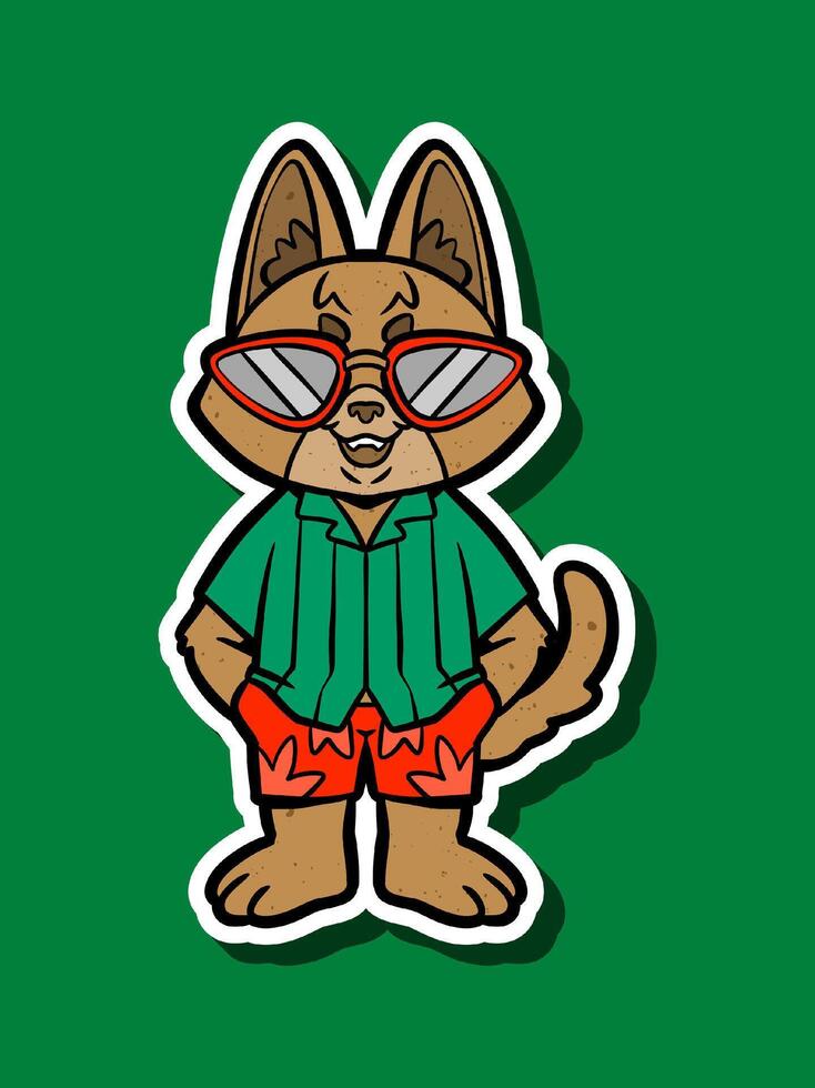 Dog in Sunglasses Enjoying Summer Vacation vector