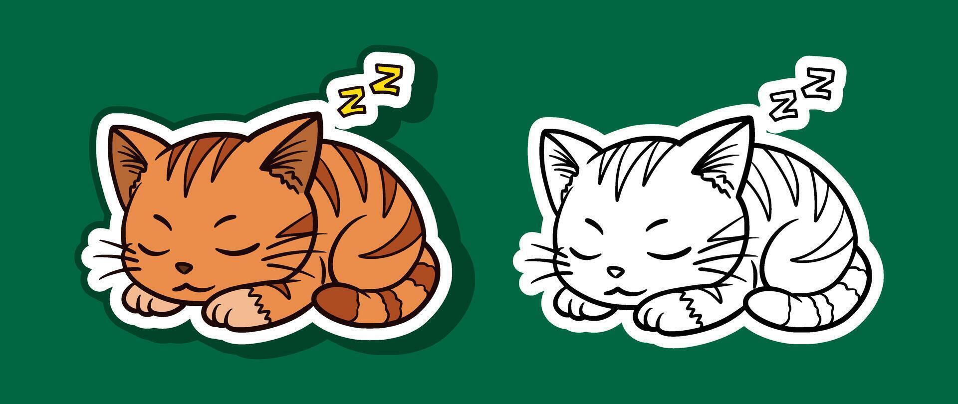 Sleeping Cat Sticker vector