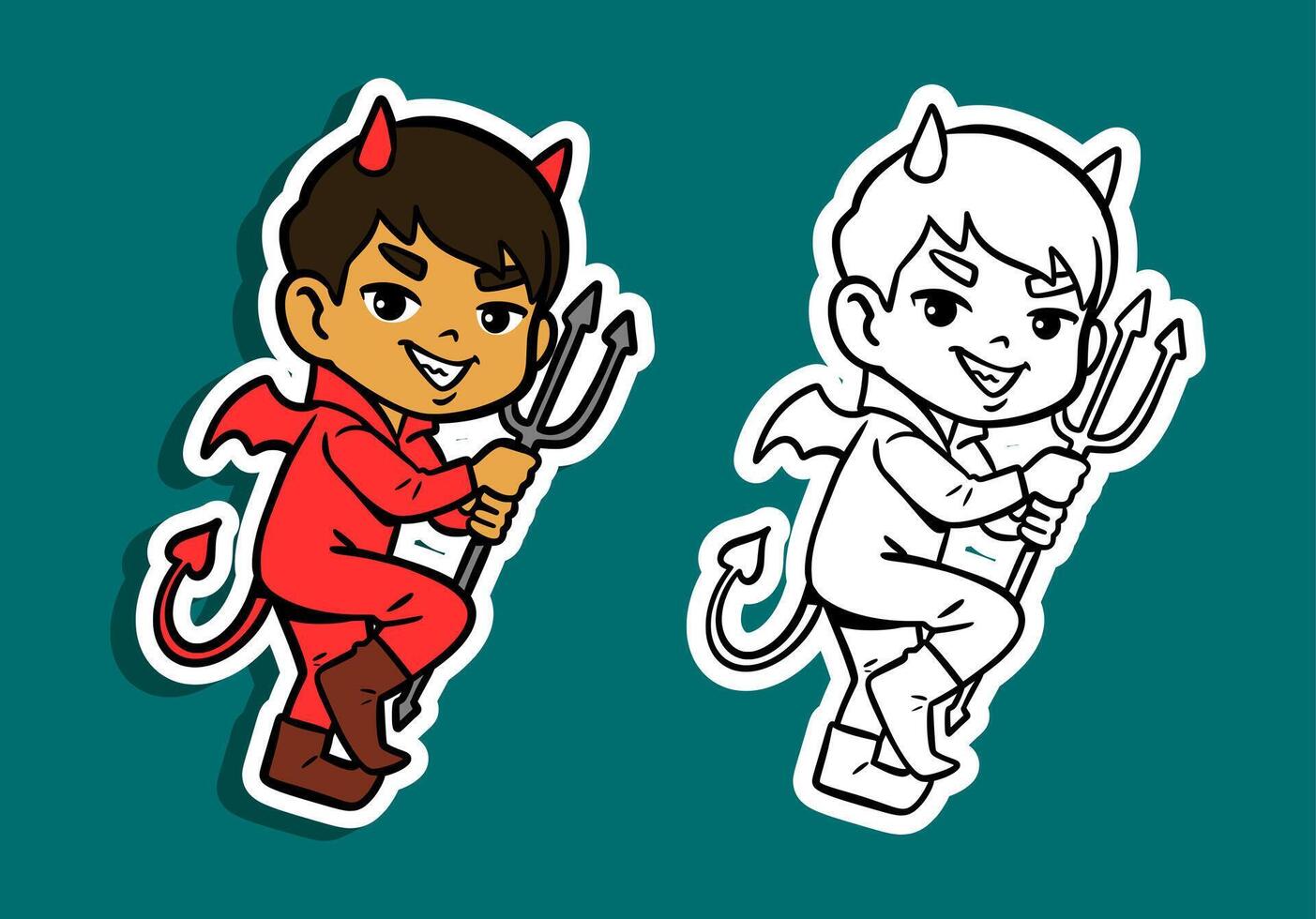 Cute Caartoon Devil Holding a Trident vector