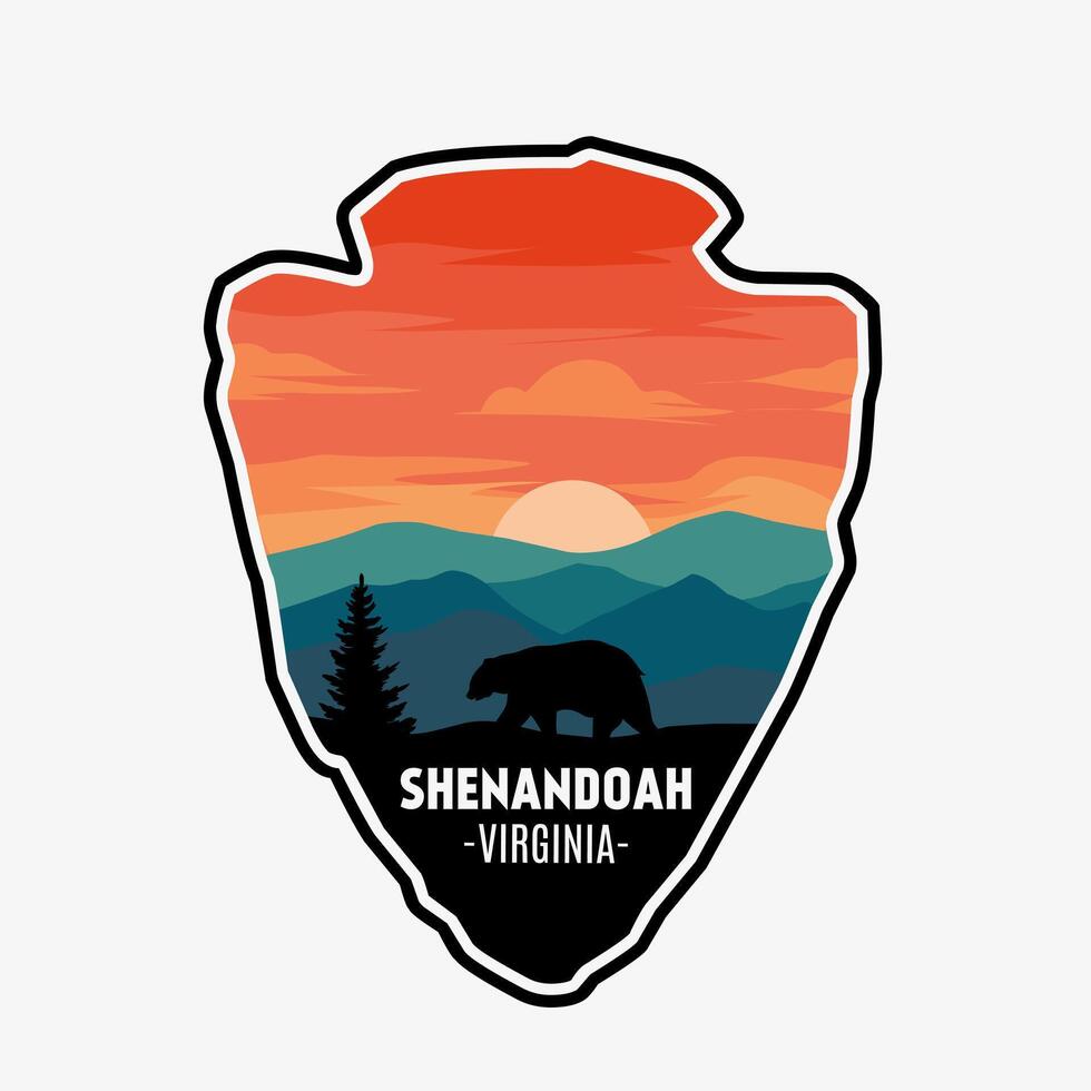 Virginia, Shenandoah Bear in Sunset Perfect for Print, Apparel, etc vector