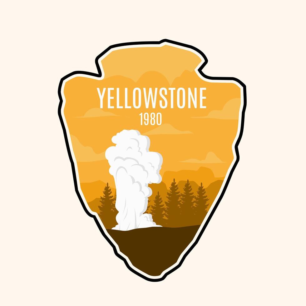 Yellowstone National Park In Orange Sky Perfect for Print, Apparel, etc vector