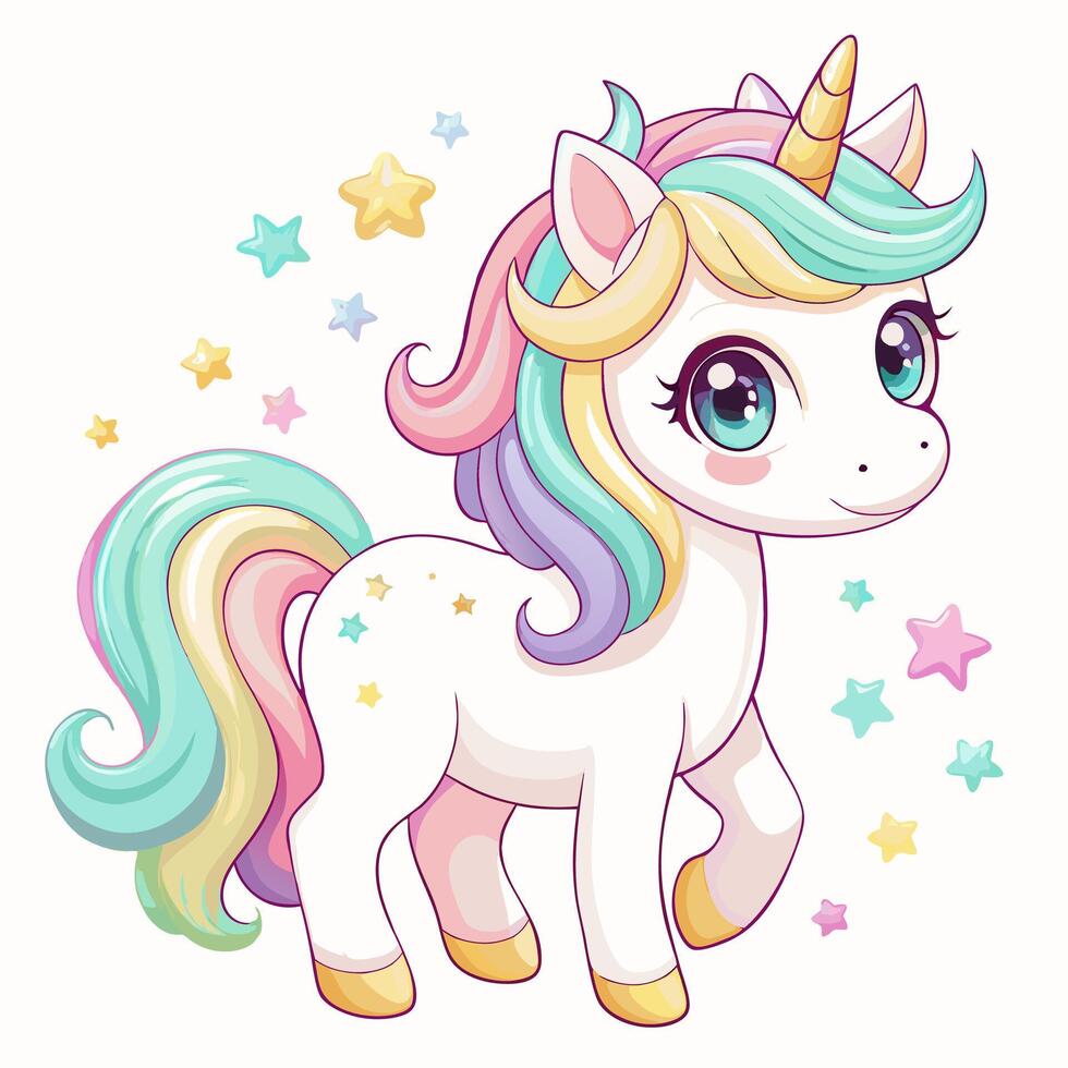 Cute Rainbow Unicorn vector