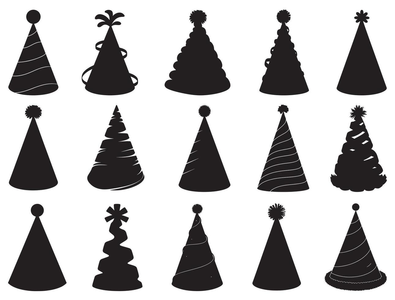Birthday Hats Silhouette vector
