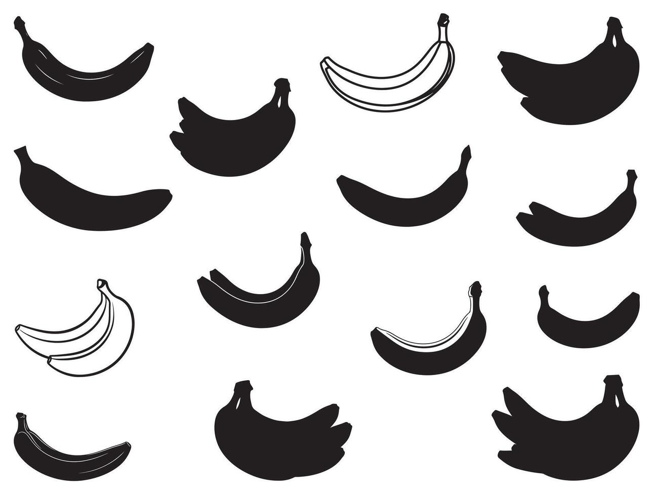 Banana Silhouette white background vector