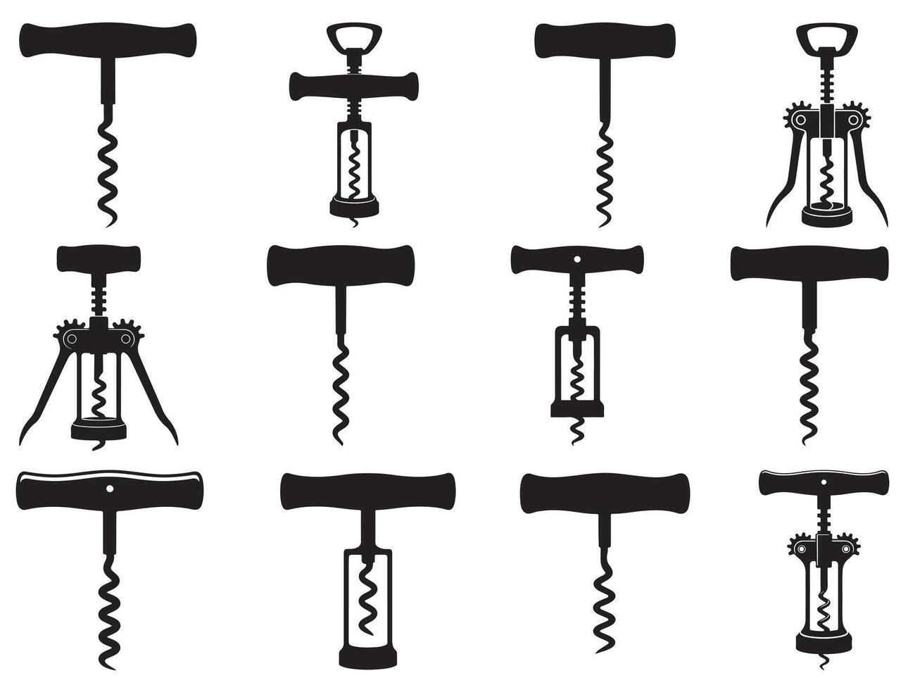 Corkscrew silhouette white background vector
