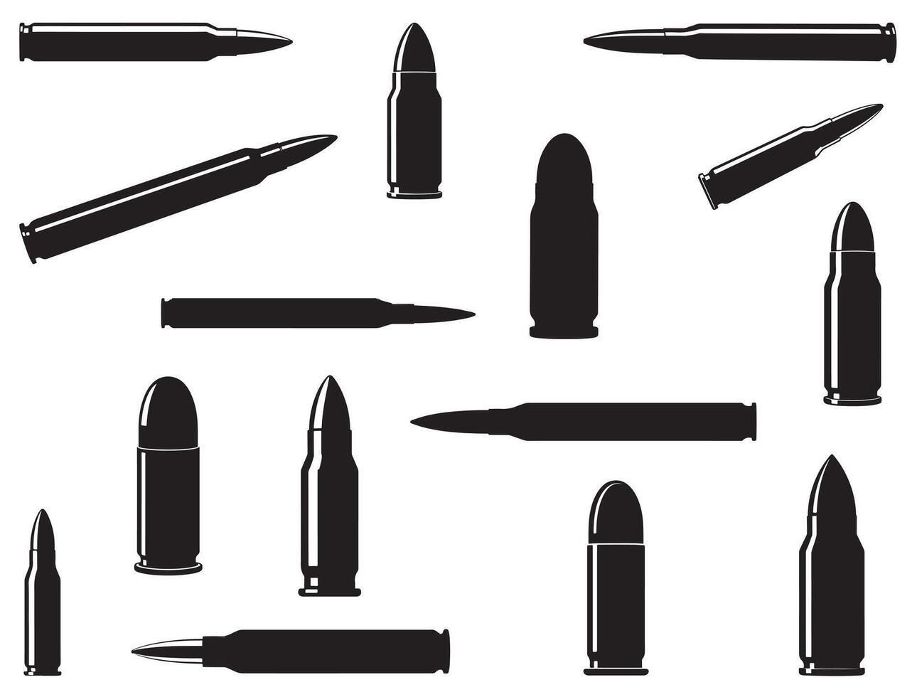 Bullets silhouette white background vector