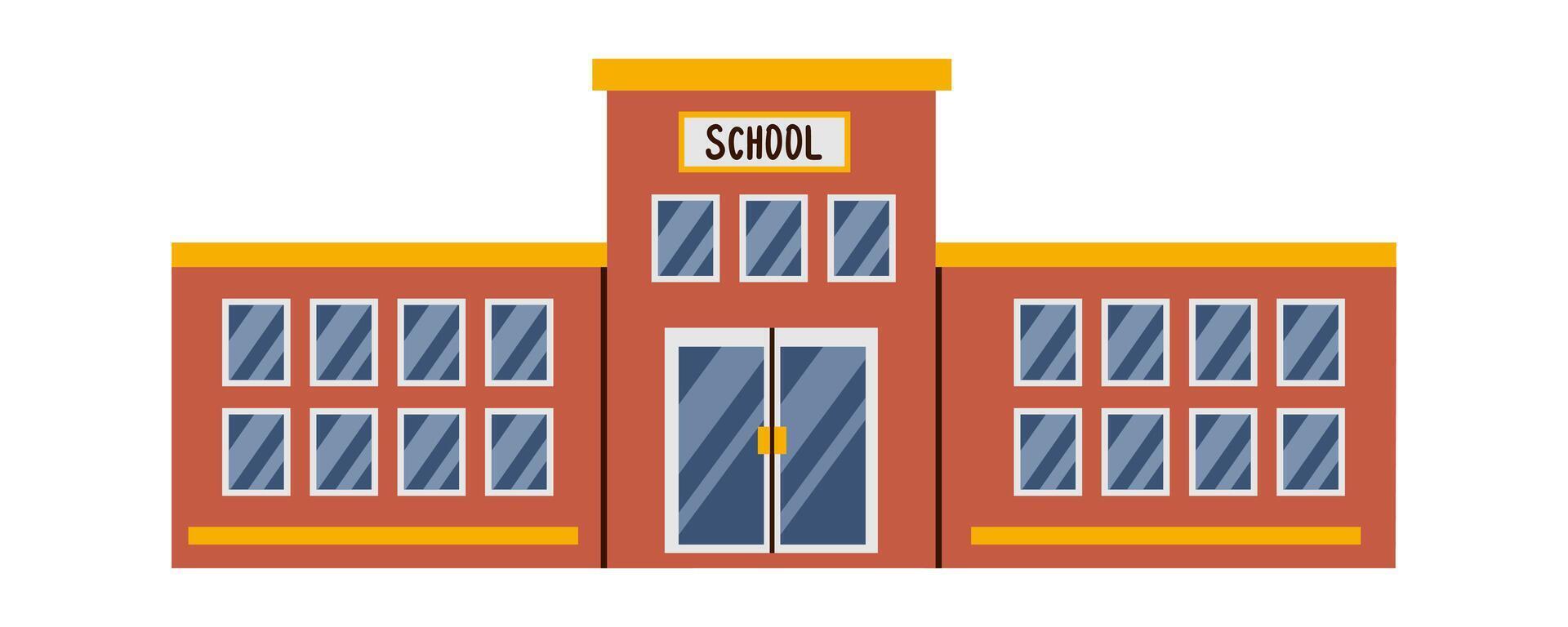 School Building Icon Illustration. Flat Cartoon Style Concept .Hand drawn flat illustration isolate on white . vector