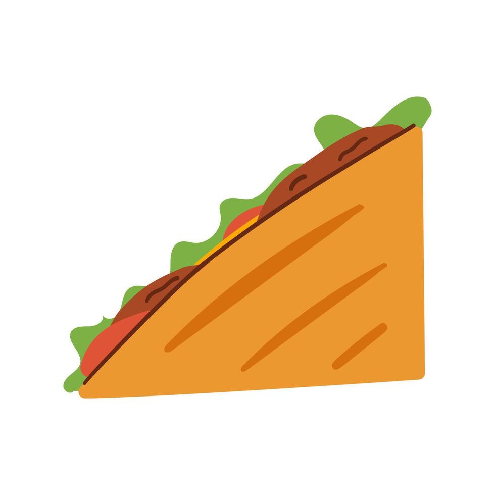 Delicious sandwich isolated icon design, illustration graphic . Hand drawn flat doodle illustration isolate on white . Street food , fast food logo vector