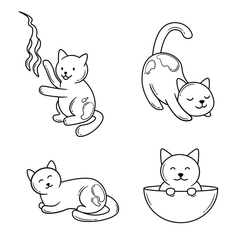 Cat Playing doodles vector