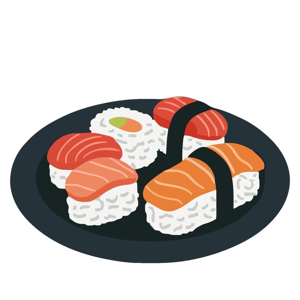 Assorted Sushi Platter vector