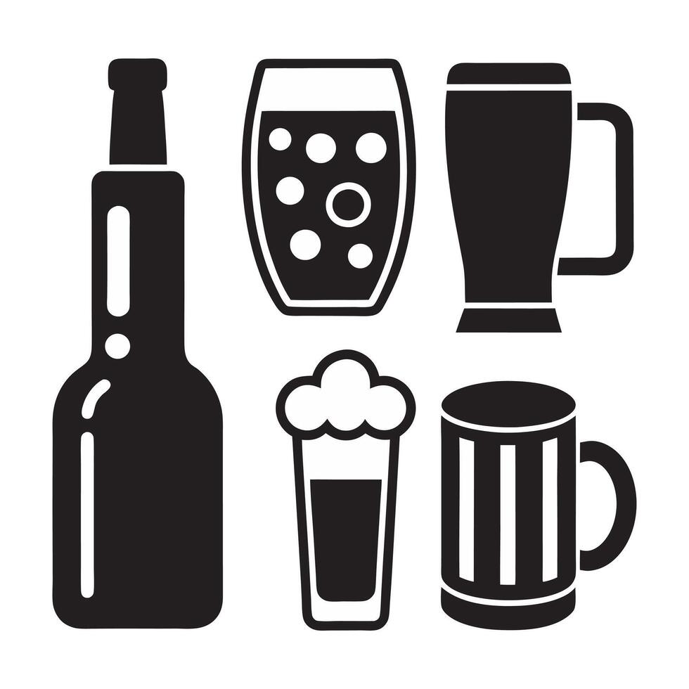Drinkware icons pack showing different types of beverages and containers vector