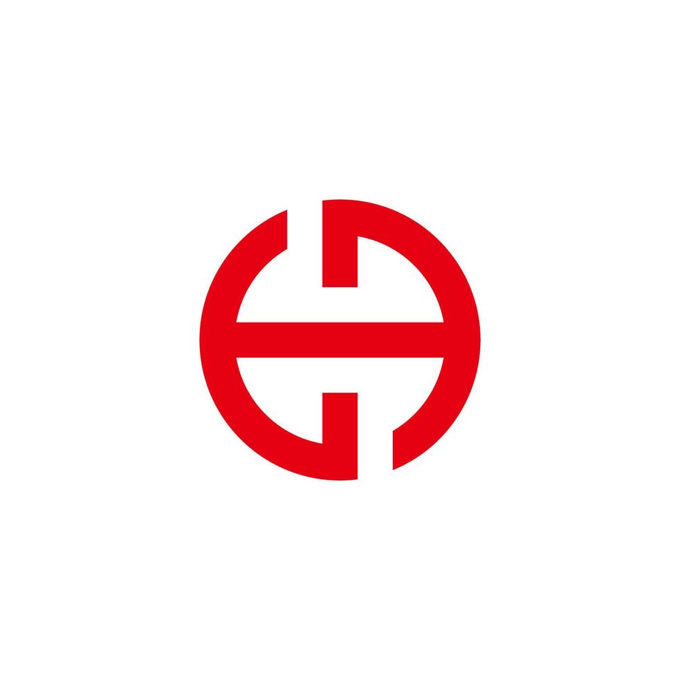 letter h circles power button geometric logo vector