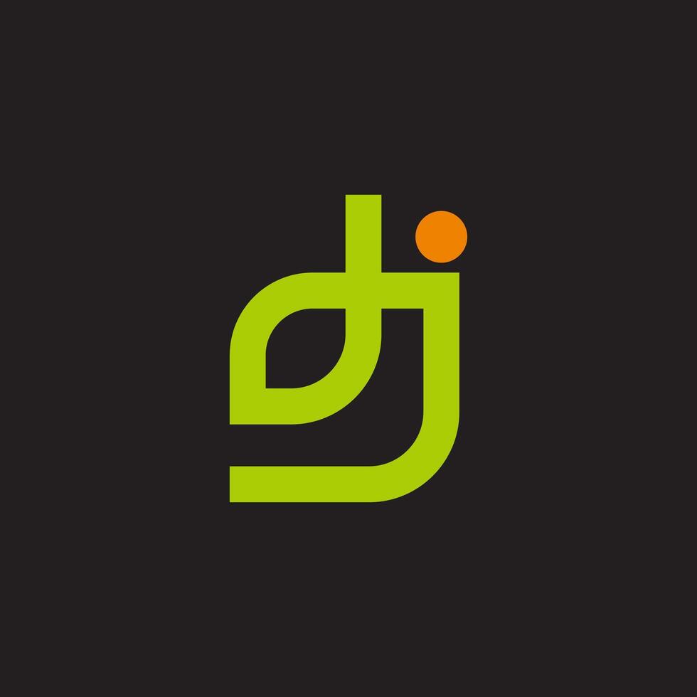 letter dj simple linked green leaf logo vector