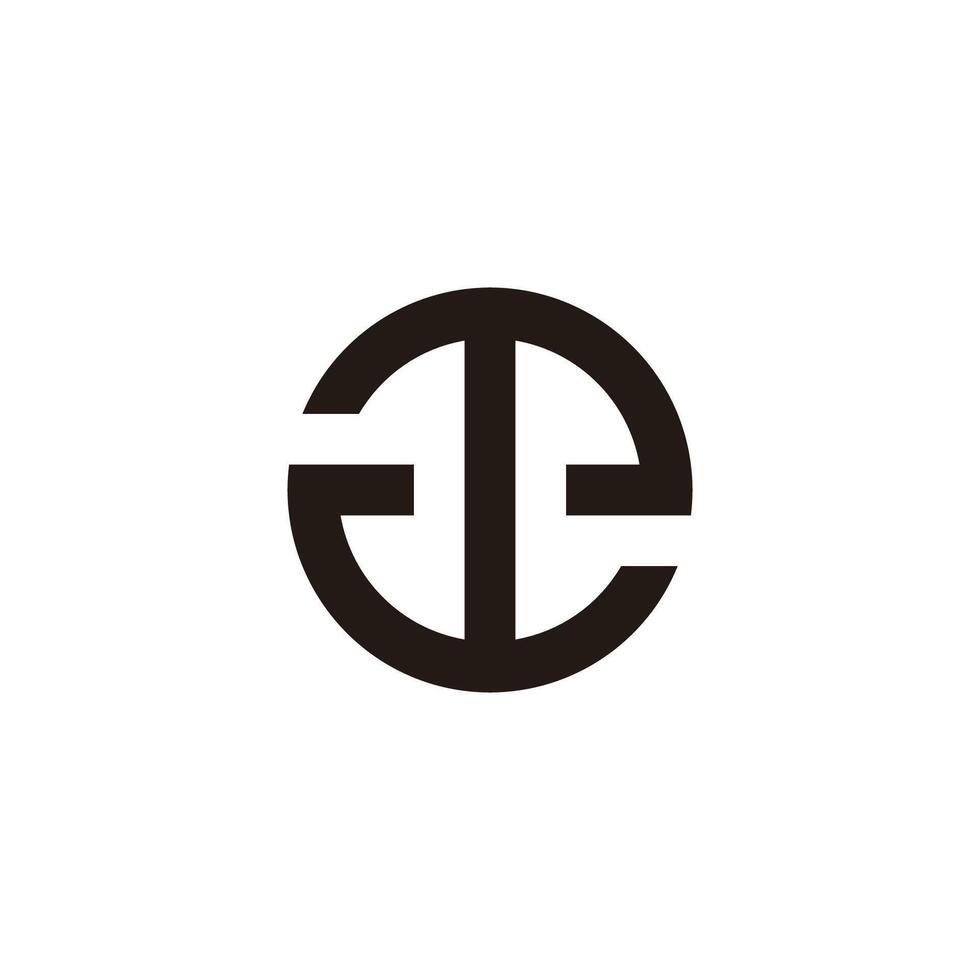 letter te circles simple geometric lines logo vector