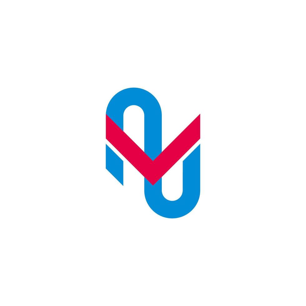 letter nv simple colorful path arrow geometric logo vector