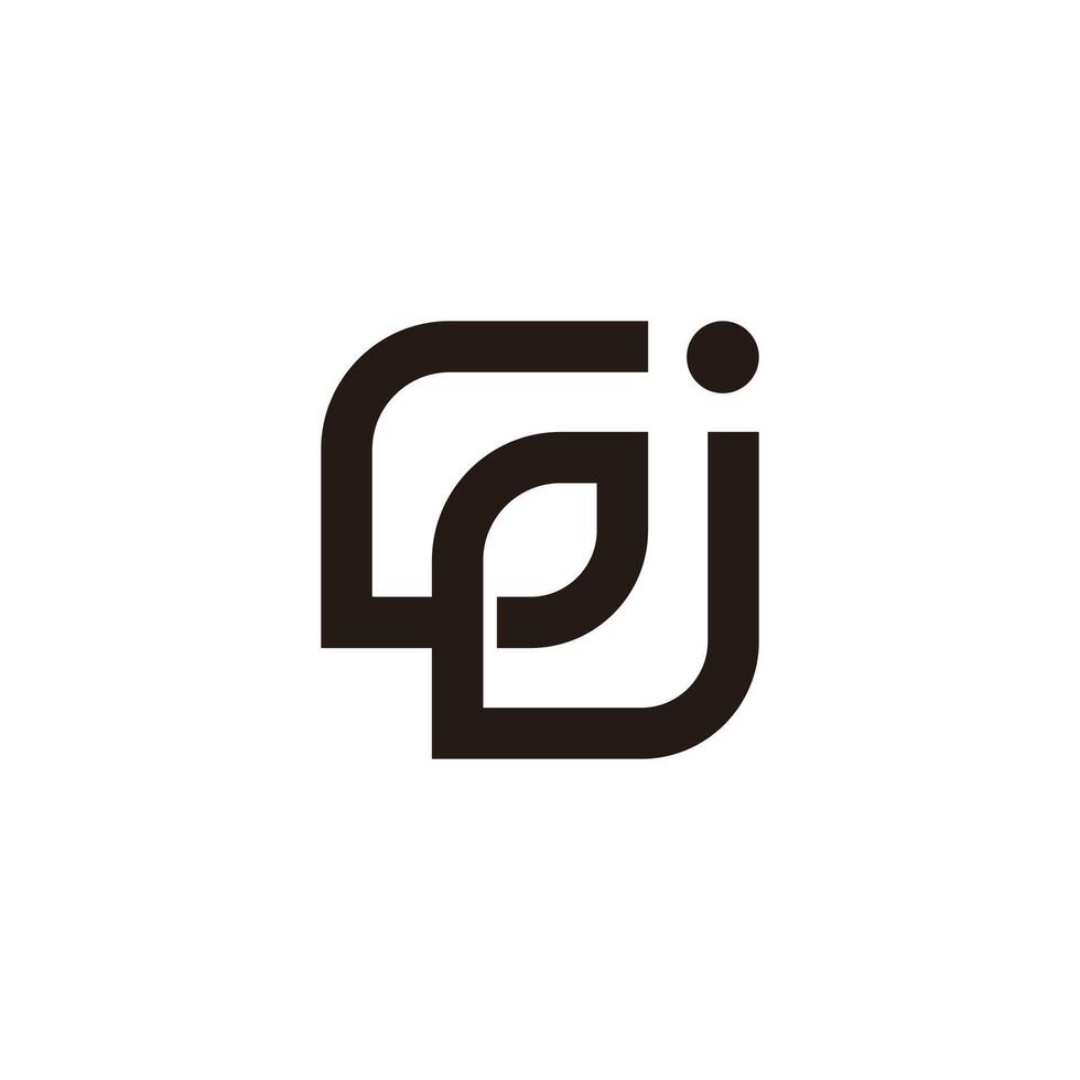 letters gpj simple linked geometric lines logo vector