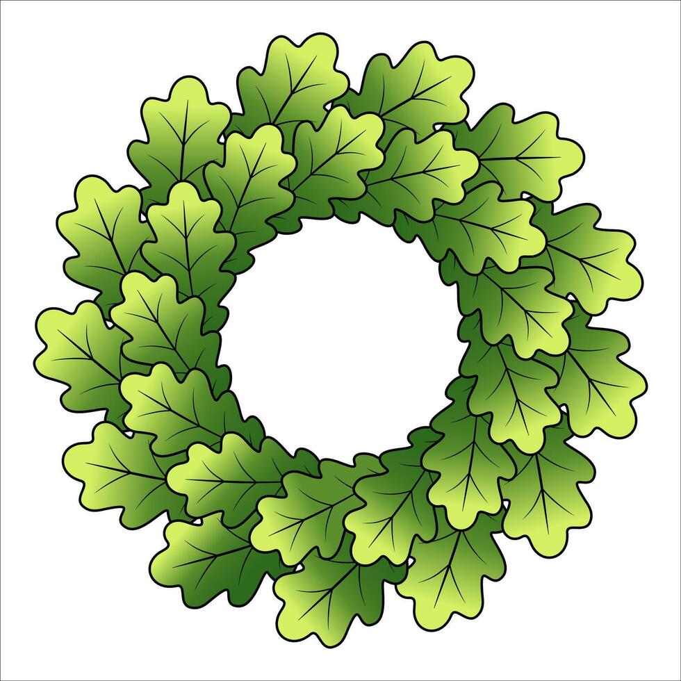 Ligo oak wreath illustration, symbol of Ligo - latvian traditional Midsummer folk holiday vector