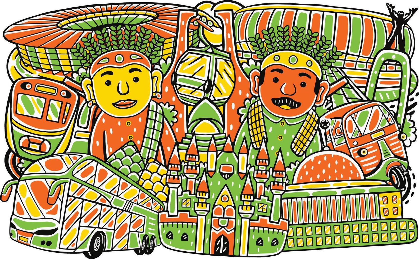 Jakarta City Landmarks and Nature vector