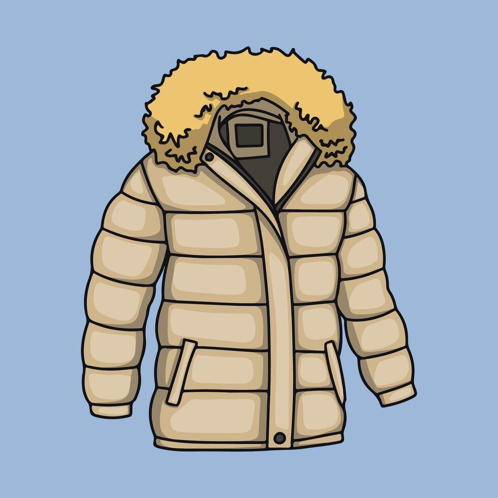 Beige fleece jacket for winter vector
