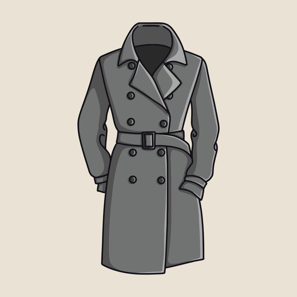 Illustration of fashionable womens gray long coat vector